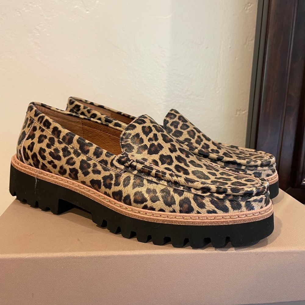 Donald J. Pliner Leopard Print Loafers with Black Sole